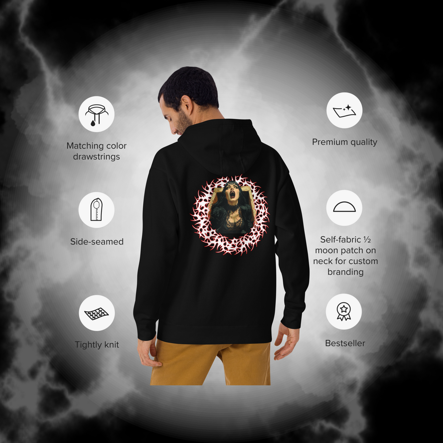 Bloodlust Awakening Gothic Hoodie – Dark Aesthetic Gym Hoodie, Alternative Workout Sweatshirt, Gothic Activewear by Wicked Dark