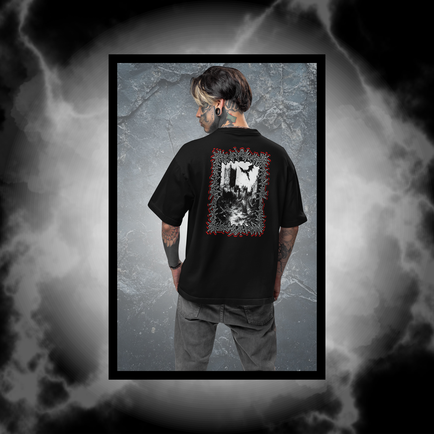 Hellfire Dragon Oversized Tee – Gothic Fantasy Streetwear Shirt by Wicked Dark